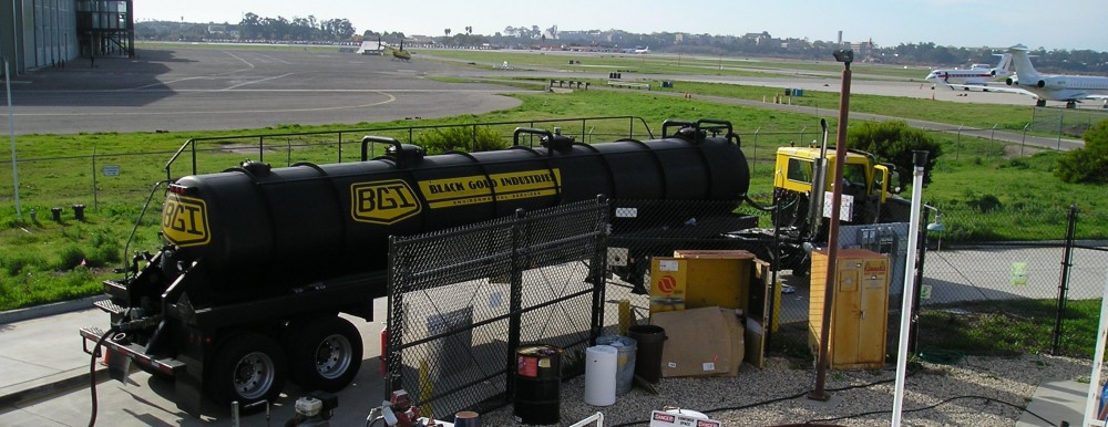 A Black Gold Industries tanker semi truck.