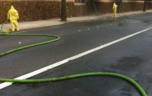 BGI's emergency response team, finishing up a clean-up.